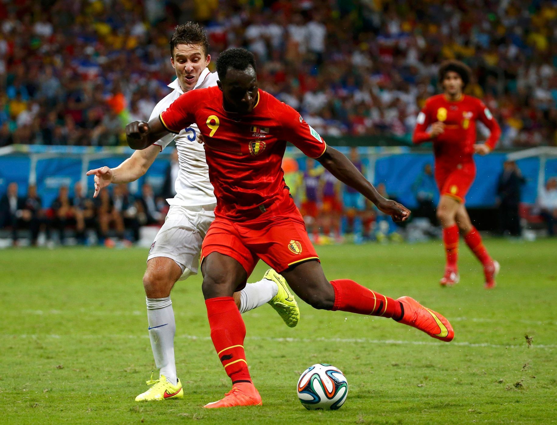 MS 2014, USA-Belgie: Romelu Lukaku dává gól