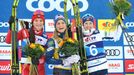 SP v běhu na lyžích NMnM (2020), stíhačka žen: Natalija Něprjajevová, Therese Johaugová a Ingvild Flugstad Östbergová.