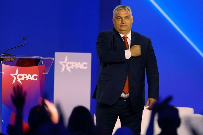 Maďarský premiér Viktor Orbán na konferenci CPAC v Texasu.