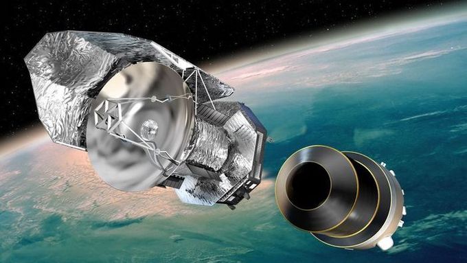 Oddělení Herschelova dalekohledu od horního stupně nosné rakety v představe kreslíře.