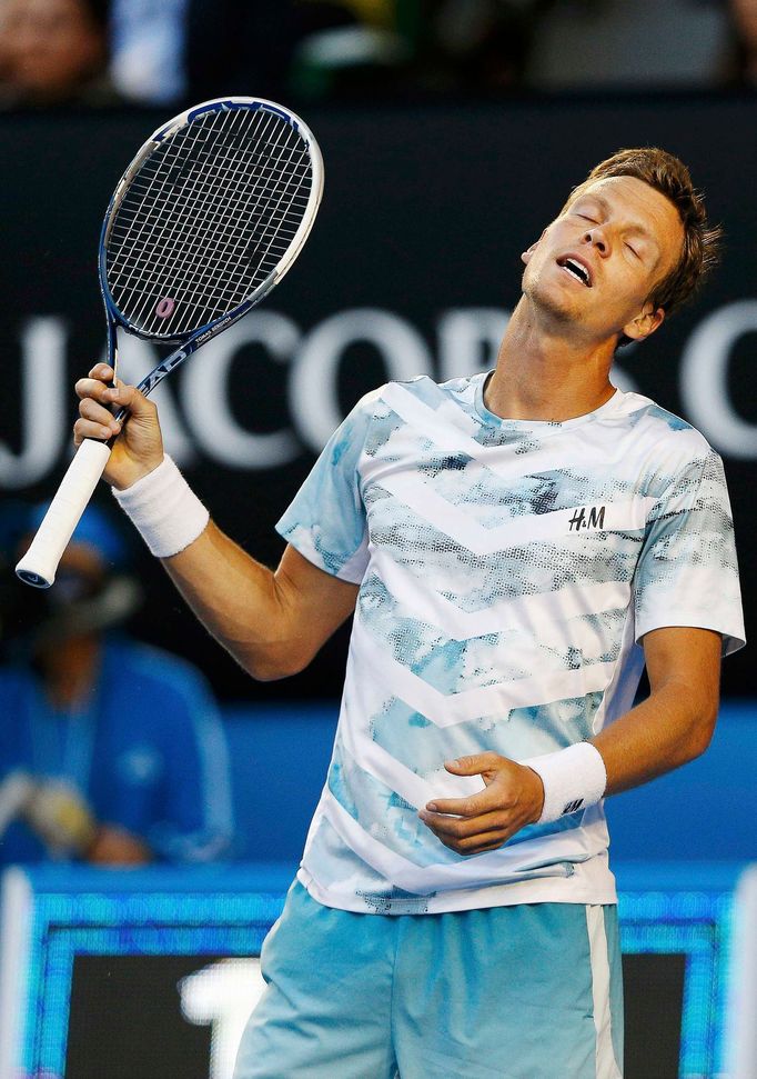 Australian Open 2015: Tomáš Berdych při semifinále s Andy Murraym