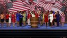 U.S. House Minority Leader Nancy Pelosi (D-CA) (C) and other female Democratic members of the U.S. House of Representatives appear on stage together during the first day of the Democratic National Convention in Charlotte, North Carolina, September 4, 2012. REUTERS/Jason Reed (UNITED STATES - Tags: POLITICS ELECTIONS) Published: Zář. 4, 2012, 11:52 odp.