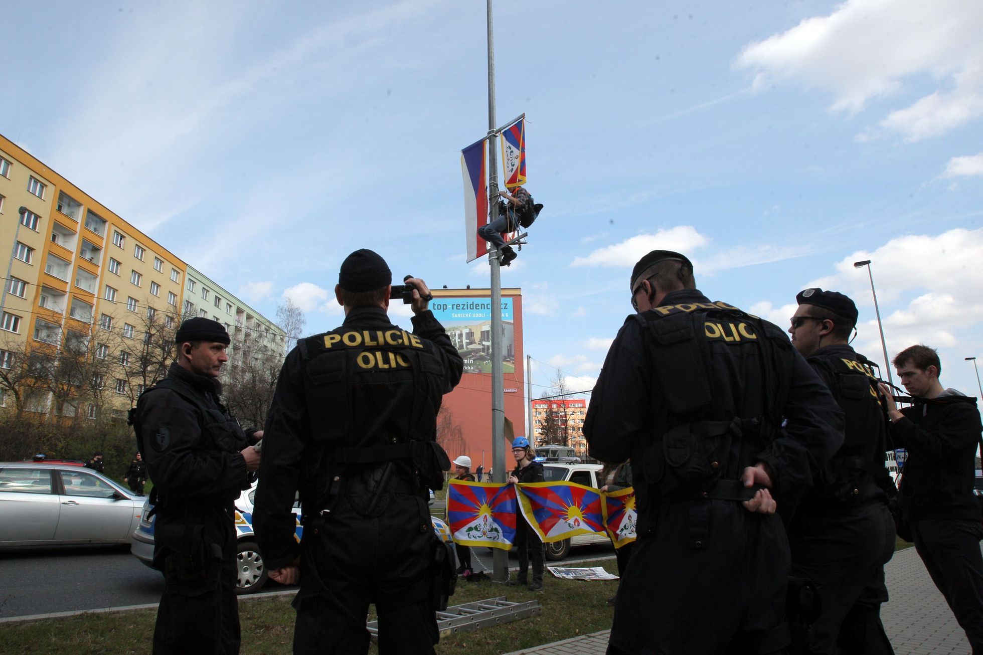 Tibetské vlajky na Evropské