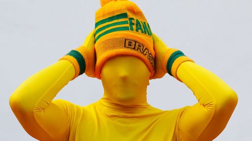 A fan of Australia is pictured during their 2014 World Cup Group B soccer match against the Netherlands at the Beira Rio stadium in Porto Alegre June 18, 2014. REUTERS/St