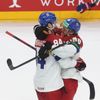 Česká radost z gólu Davida Pastrňáka na 1:0 ve finále MS 2024 Česko - Švýcarsko