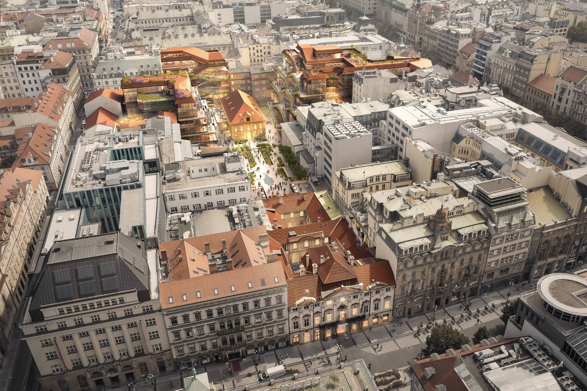 centrum, stavba, přestavba, Václavské náměstí, Praha