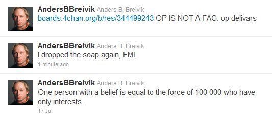 Breivik - twitter účet - screenshot