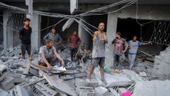 Aftermath of Israeli strikes on houses at Shati (Beach) refugee camp, amid an Israeli military operation, in Gaza City