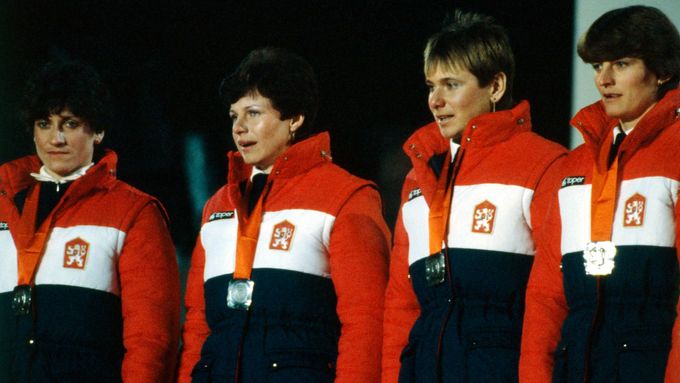 Květa Jeriová, Gabriela Svobodová, Blanka Pavlů, a Dagmar Švubová na ZOH 1984.