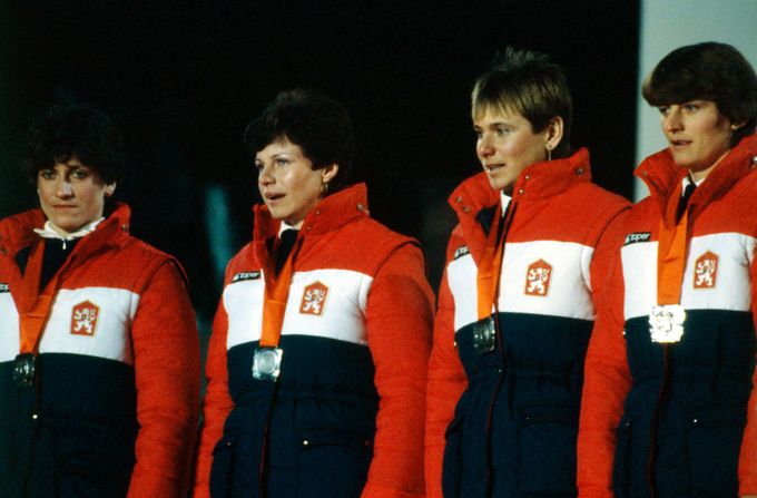 Květa Jeriová, Gabriela Svobodová, Blanka Pavlů, a Dagmar Švubová na ZOH 1984.