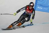 Americká lyžařka Lindsey C. Kildowová na trati sjezdu pro superkombinaci na MS v Aare.