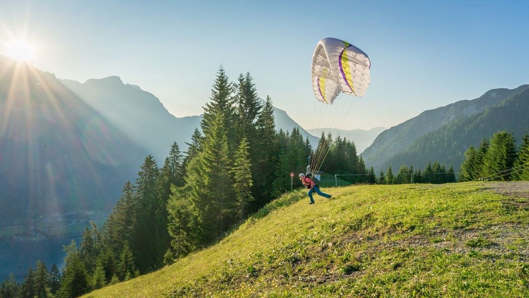Paragliding při východu slunce, Zwölferkopf Pertisau