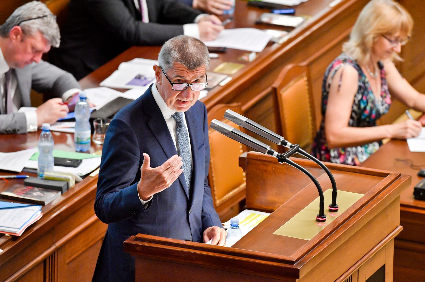 Andrej Babiš během hlasování o nedůvěře