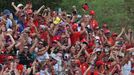 Fanoušci Ferrari slaví triumf Charles Leclerc ve VC Itálie F1 2024