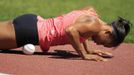 Track and field sprint athlete Allyson Felix of the U.S. trains for the London 2012 Olympics in Los Angeles