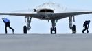 US Navy Launches Drone May 14, 2013 - Virginia Coast, Virginia , U.S. - Sailors assigned to the aircraft carrier USS George H.W. Bush prepare to launch an X-47B on the ship's flight deck. George H.W. Bush is the first aircraft carrier to successfully catapult launch an unmanned aircraft from its flight deck.