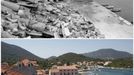 A combination picture shows Old Town and the Port of Mali Ston in 1991 (top) and the same area in 2012 in Dubrovnik. The city of Dubrovnik was severely damaged due to shelling by Serb-dominated Yugoslav troops during Croatia's 1991-95 war of independence. REUTERS/Antonio Bronic (CROATIA - Tags: CIVIL UNREST CONFLICT TRAVEL) Published: Čec. 31, 2012, 3:54 odp.