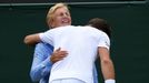 Tennis - Wimbledon - All England Lawn Tennis and Croquet Club, London, Britain - July 3, 2019  Switzerland's Stan Wawrinka apologises to a line judge after accidentally h