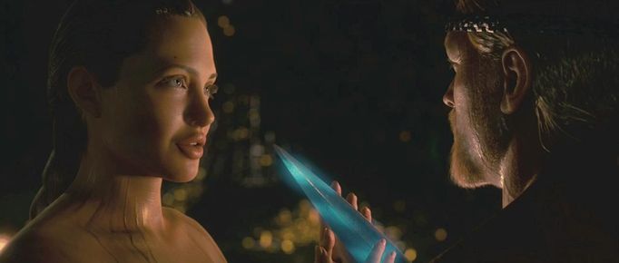 Angelina Jolie jako Grendelova matka ve filmové adaptaci Beowulfa, kterou roku 2007 natočil Robert Zemeckis.