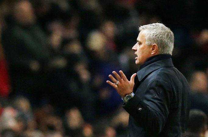 Soccer Football - Premier League - Manchester United v Tottenham Hotspur - Old Trafford, Manchester, Britain - December 4, 2019  Tottenham Hotspur manager Jose Mourinho r