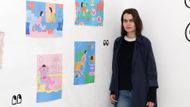 Martina Pauková mezi svou "volnou prací", vystavenou na festivalu ilustrace Lustr.