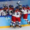 Češky slaví gól ve čtvrtfinále ZOH 2022 v Pekingu Česko - USA