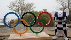 FILE PHOTO: Unveiling of a display of Olympic symbol on Mt. Takao in Hachioji