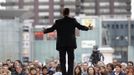 Francois Hollande, Socialist Party presidential candidate, attends a campaign rally in Clermont-Ferrand