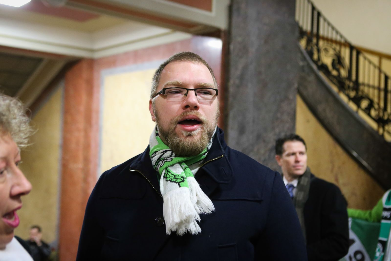 Demonstrace fanoušků Bohemians na pražském magistrátu