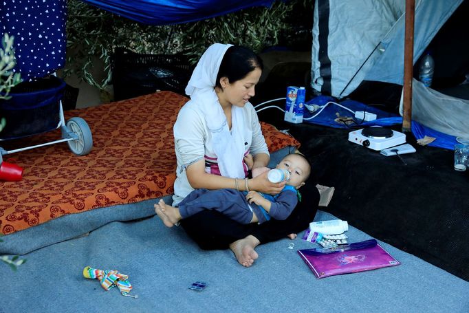 Život migrantů na řeckém ostrově Lesbos. Září 2018.