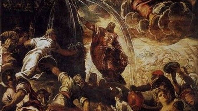 Tintoretto: Mojžíš vyráží vodu ze skály