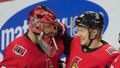 NHL 2019/20, Ottawa - Philadelphia: Brankář Anders Nilsson a Filip Chlapík slaví výhru Ottawy