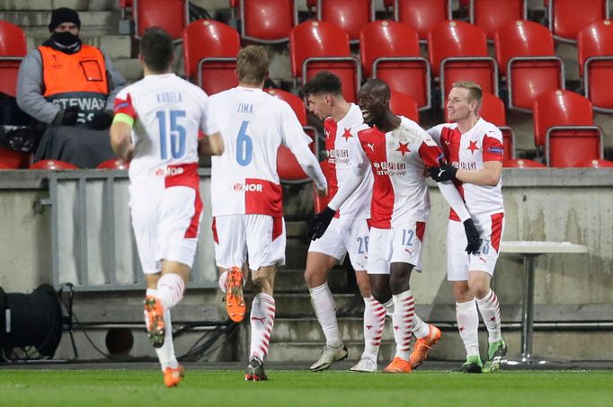 Slávisté slaví v zápase Evropské ligy Slavia - Beer Ševa.