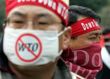 Protest na jednání WTO