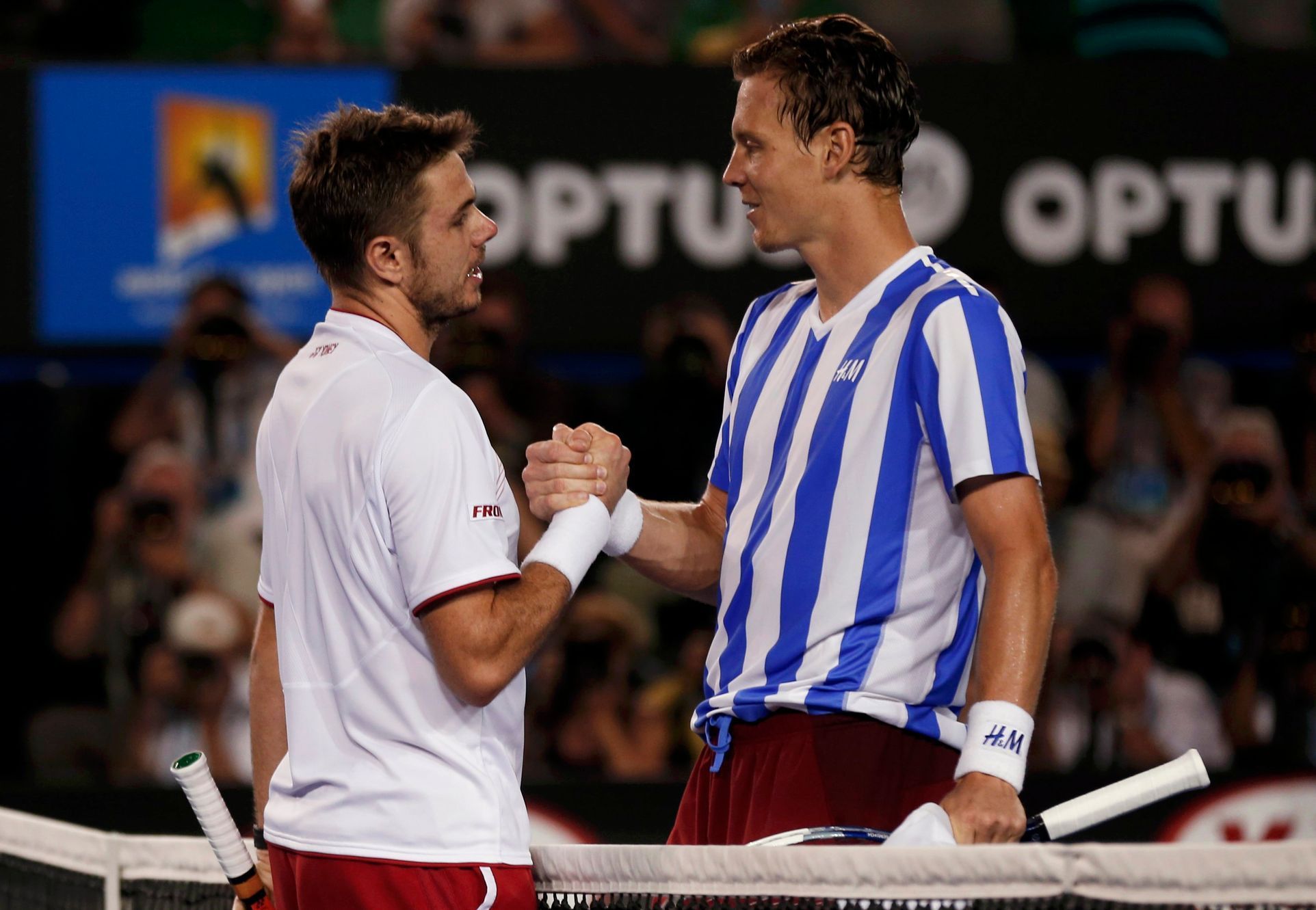 Stanislas Wawrinka a Tomáš Berdych v semifinále Australian Open 2014