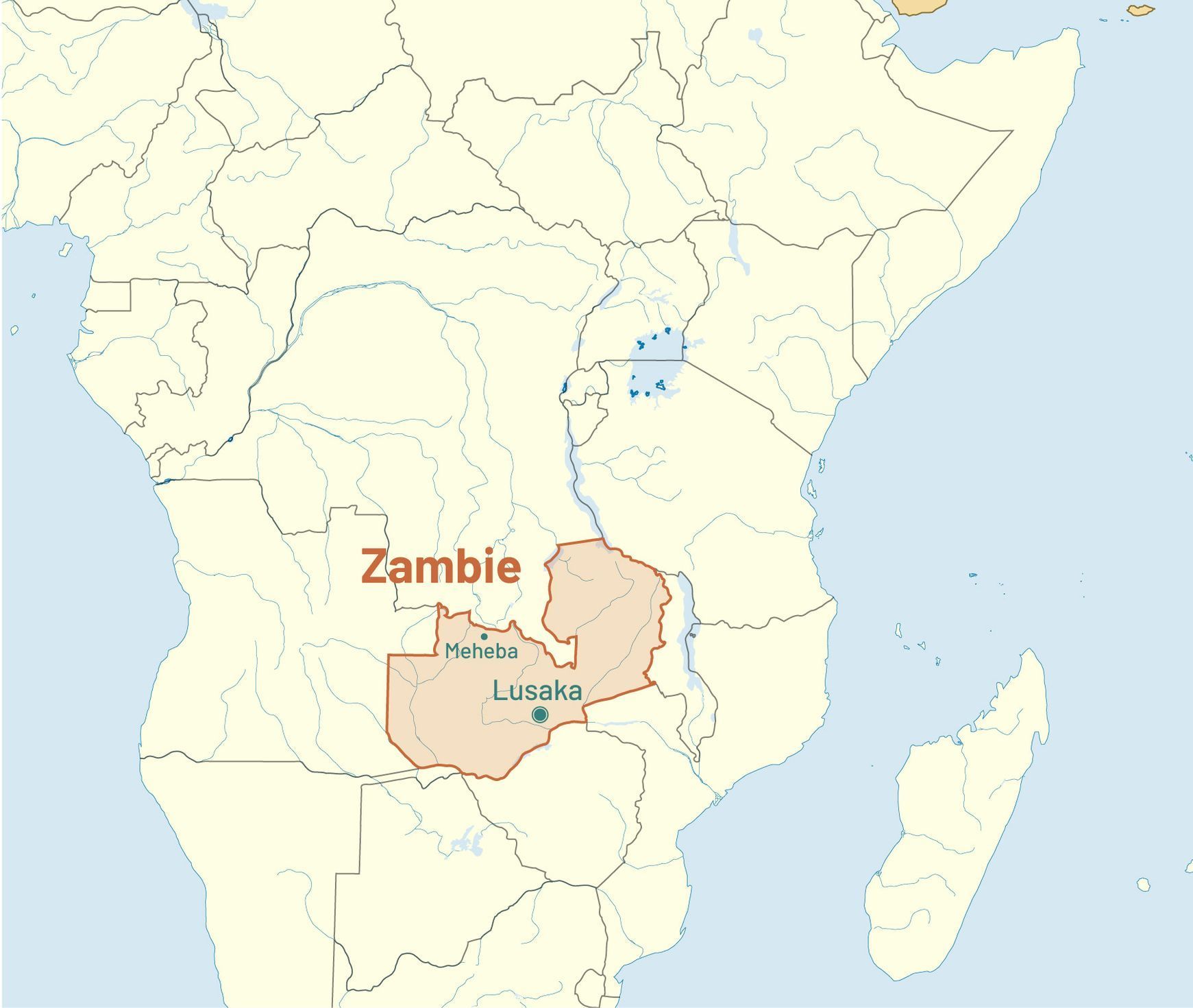 Zambie, mapa, Meheba