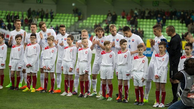 Slovenská fotbalová reprezentace do jednadvaceti let před přípravným duelem proti Česku.