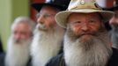 Participants take part in the 2012 European Beard and Moustache Championships in Wittersdorf near Mulhouse, Eastern France, September 22, 2012. More than a hundred participants competed in the first European Beard and Moustache Championships organized in France. REUTERS/Vincent Kessler (FRANCE - Tags: SOCIETY) Published: Zář. 22, 2012, 7:12 odp.