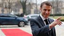 French President Emmanuel Macron gestures as he is welcomed at the government headquarters in Prague, Czech Republic, March 5, 2024. REUTERS/David W Cerny