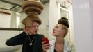 Models for hair stylist Mario Krankl wait backstage at the 30th anniversary of the Alternative Hair Show at the Royal Albert Hall in London October 14, 2012. REUTERS/Olivia Harris (BRITAIN - Tags: SOCIETY FASHION) Published: Říj. 15, 2012, 2:07 dop.