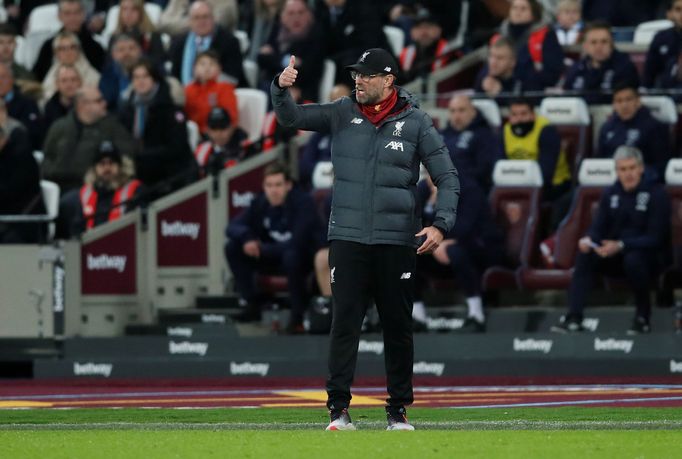 Soccer Football - Premier League - West Ham United v Liverpool - London Stadium, London, Britain - January 29, 2020   Liverpool manager Juergen Klopp reacts           REU