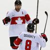 Kanada - Lotyšsko: Shea Weber slaví gól