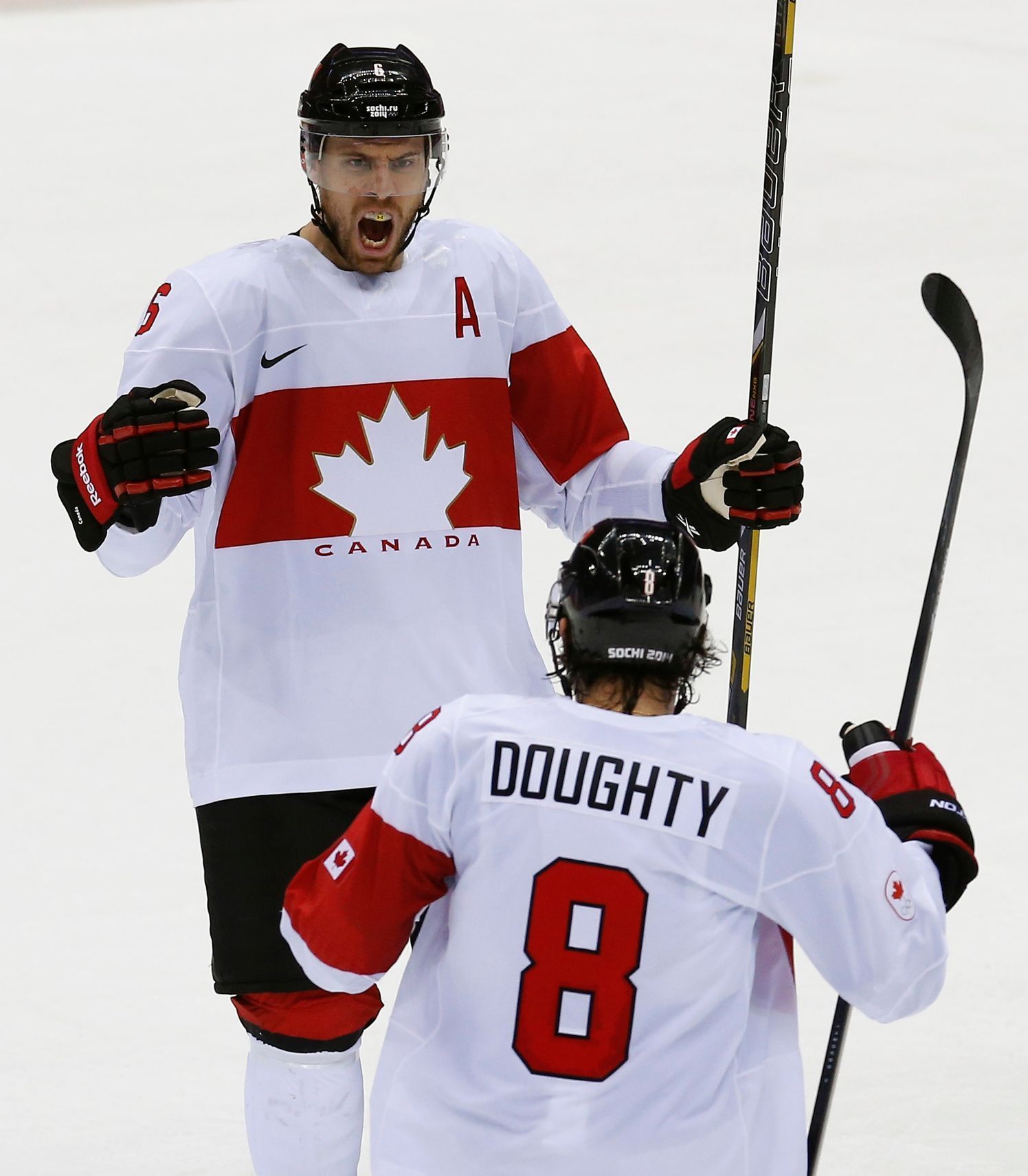 Kanada - Lotyšsko: Shea Weber slaví gól