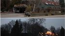 A combination photo shows a house decorated with Christmas lights and figurines in daylight (top) and lit up after nightfall in Freising, about 30 km (18.6 miles) north of Munich December 1, 2012. Each year, several home owners set up fairy lights for the year-end holidays. For this particular home, Ulla and Hilmar Haubrich used more than 20,000 lights and 300 empty gift boxes. Picture taken December 1, 2012. REUTERS/Michaela Rehle (GERMANY - Tags: SOCIETY ANNIVERSARY) Published: Pro. 2, 2012, 11:50 dop.