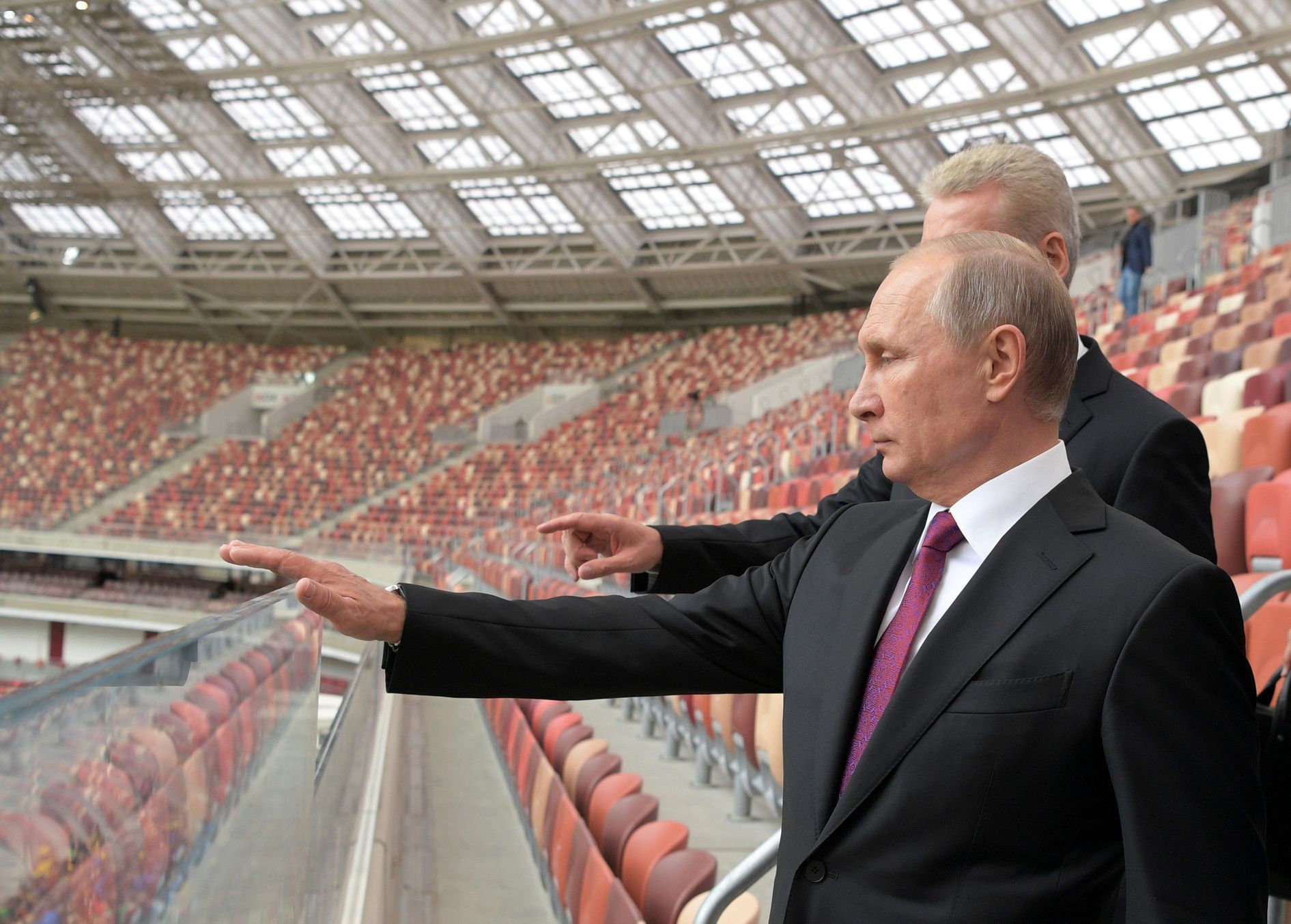 Putin na inspekci stadionu v Lužnikách