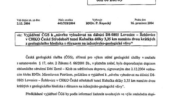 Zpráva České geologické služby z roku 2004