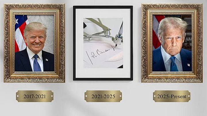 V nové galerii bývalých prezidentů u Bílého domu chybí portrét Bidena; Zdroj foto: Truth Social/Donald Trump