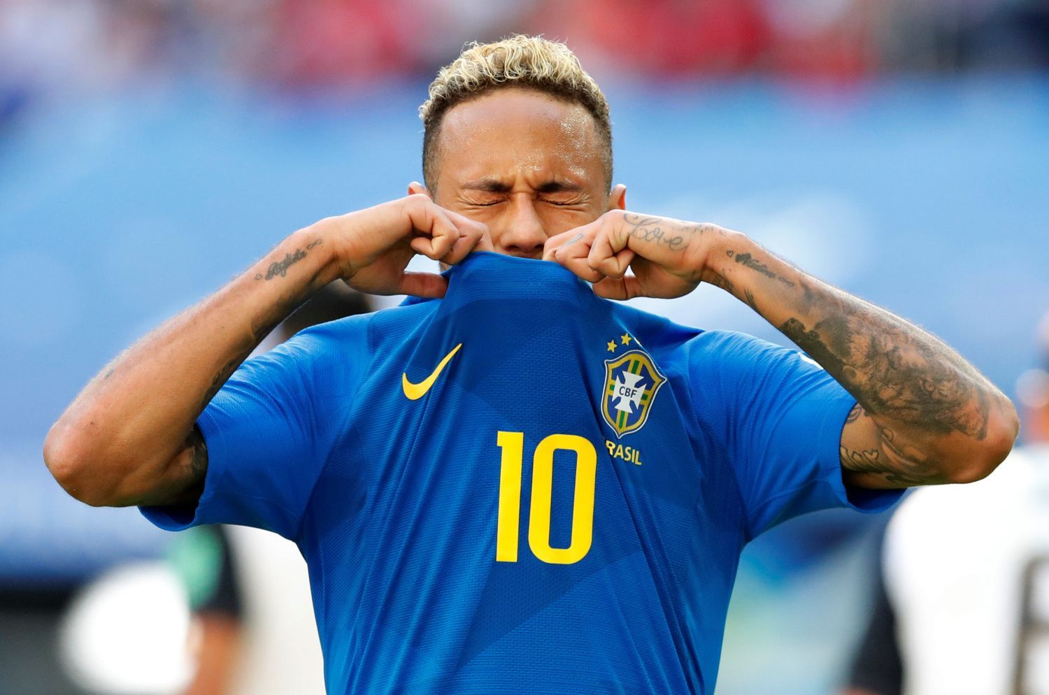 Neymar při zápase Brazílie - Kostarika na MS 2018