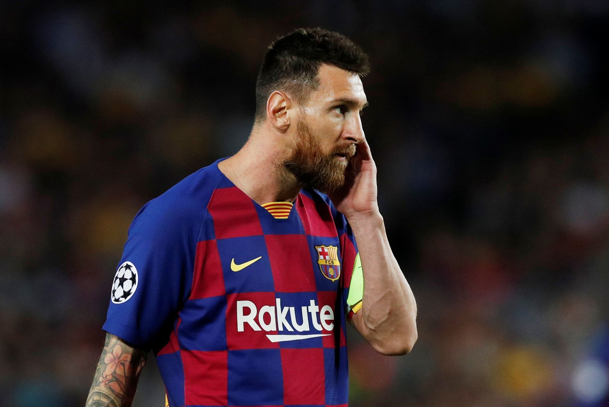 Lionel Messi z Barcelony v zápase Ligy mistrů s Interem Milan