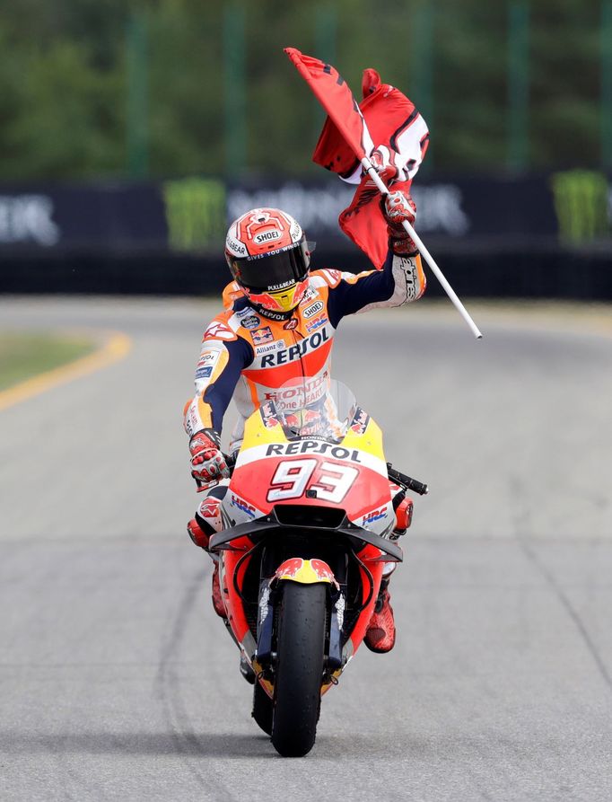 Marc Marquez na Hondě v závodě MotoGP v Brně 2018.